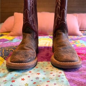 Lucchese Burgundy and Cream Western Boots